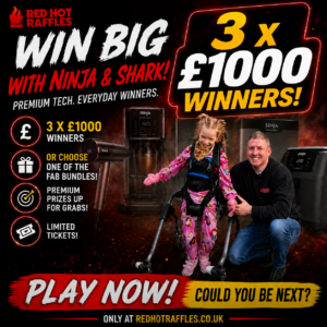 3 x &pound;1k winners or choose shark bundle/lego bundle or Tag Heuer watch and &pound;5000 instant wins with ninja/shark products! #54