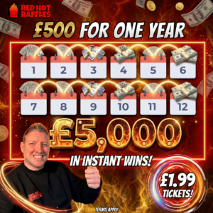 &pound;500 a month for ONE YEAR! + &pound;5000 in instant win chances too!